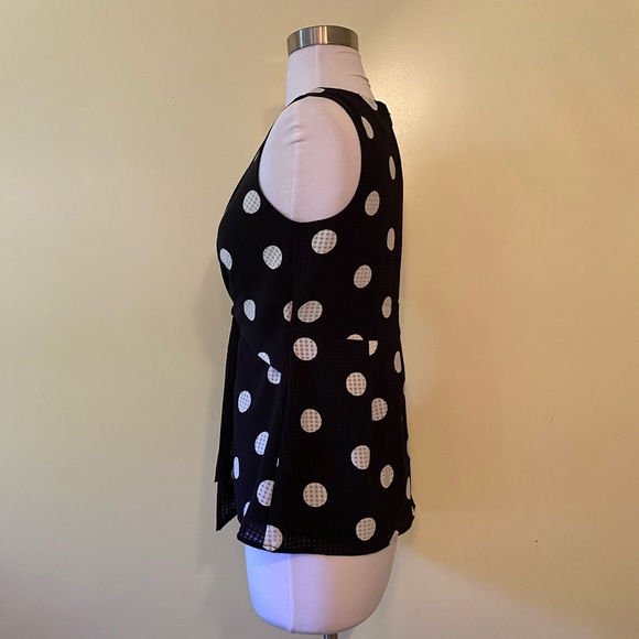 Ann Taylor Polka Dot Tie Front Waist Shell Sz 00P - Picture 7 of 11